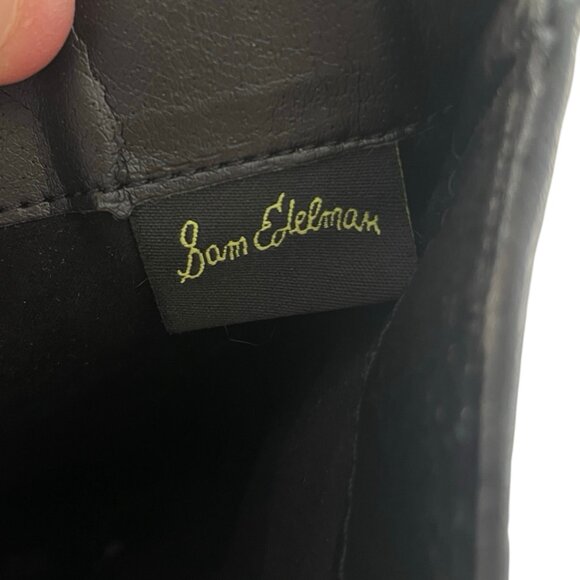 Boots SAM EDELMAN Knee High Chunky Heels Black Leather Size 7.5 M 37.5 Women's - Picture 7 of 7